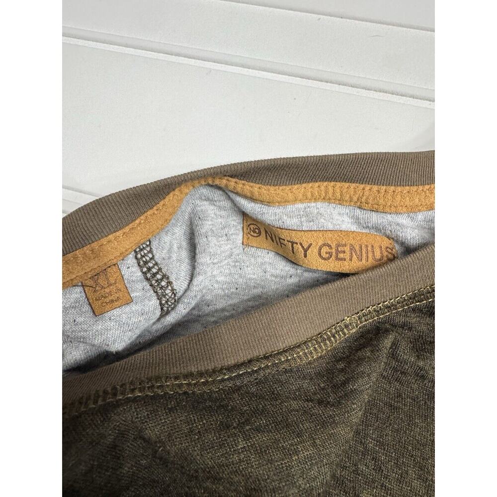 Nifty Genius Men’s Brown Green Olive Pullover Textured Sweatshirt Sweater XL - Picture 3 of 6